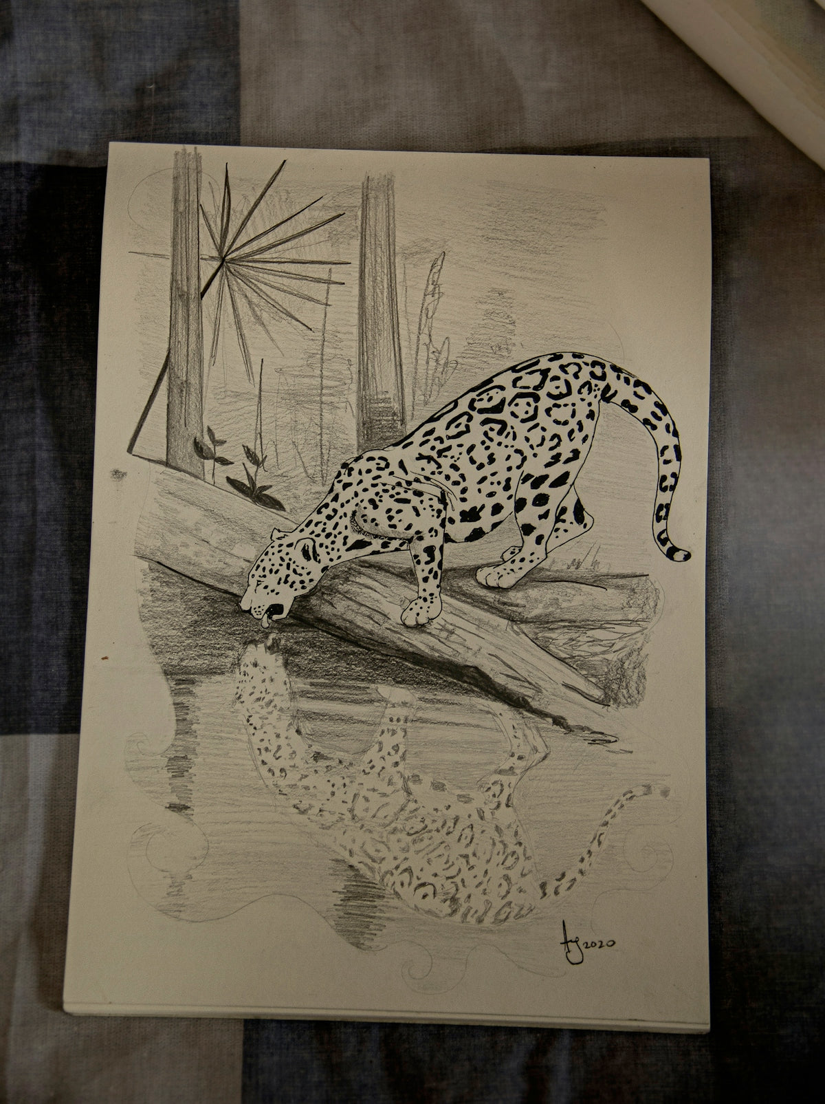 black and white animal sketch