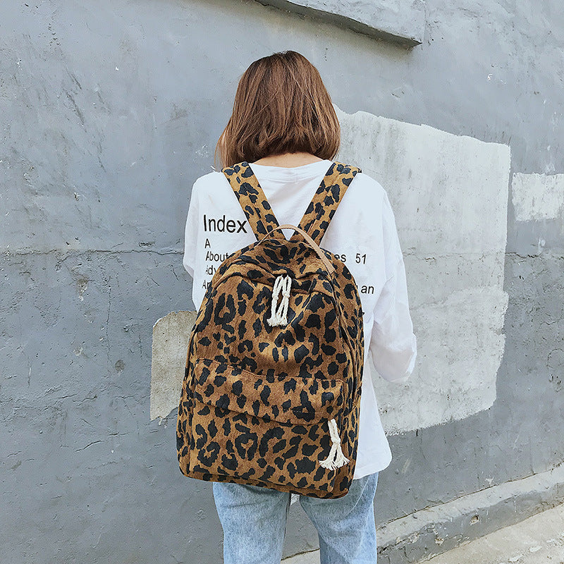 Neue trendige koreanische Version von Leopard Print Rucksack tragbare große Kapazität Student Schultasche