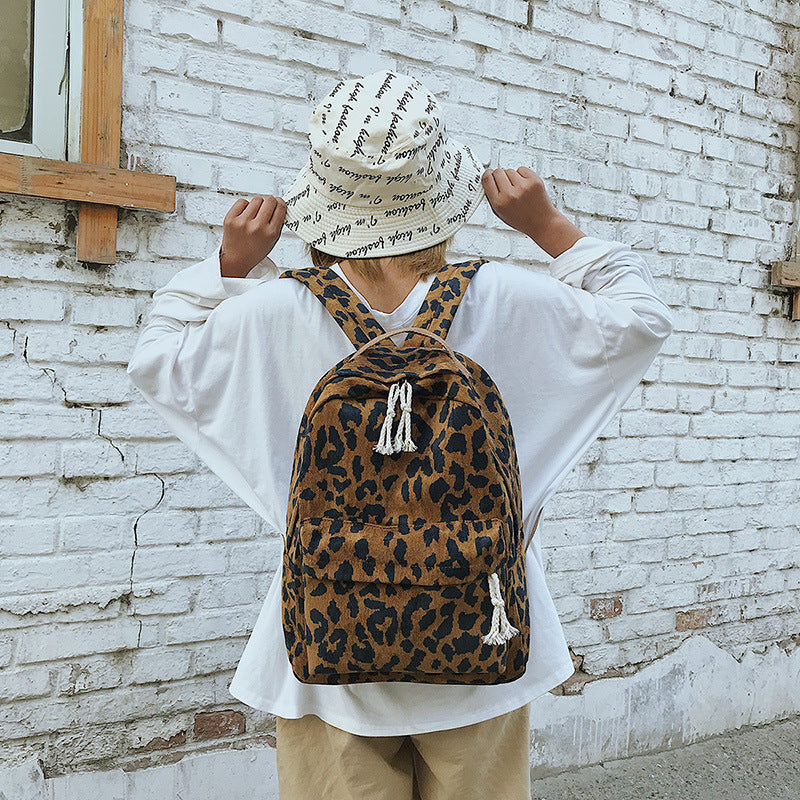 Neue trendige koreanische Version von Leopard Print Rucksack tragbare große Kapazität Student Schultasche