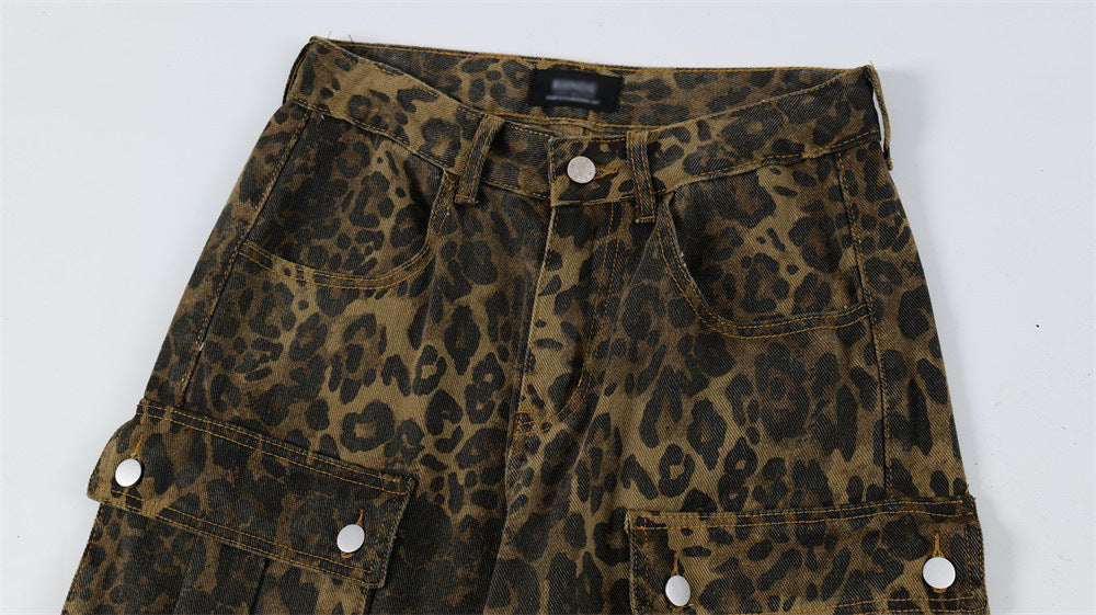 Herren Punk-Jeans mit Leopardenfalten