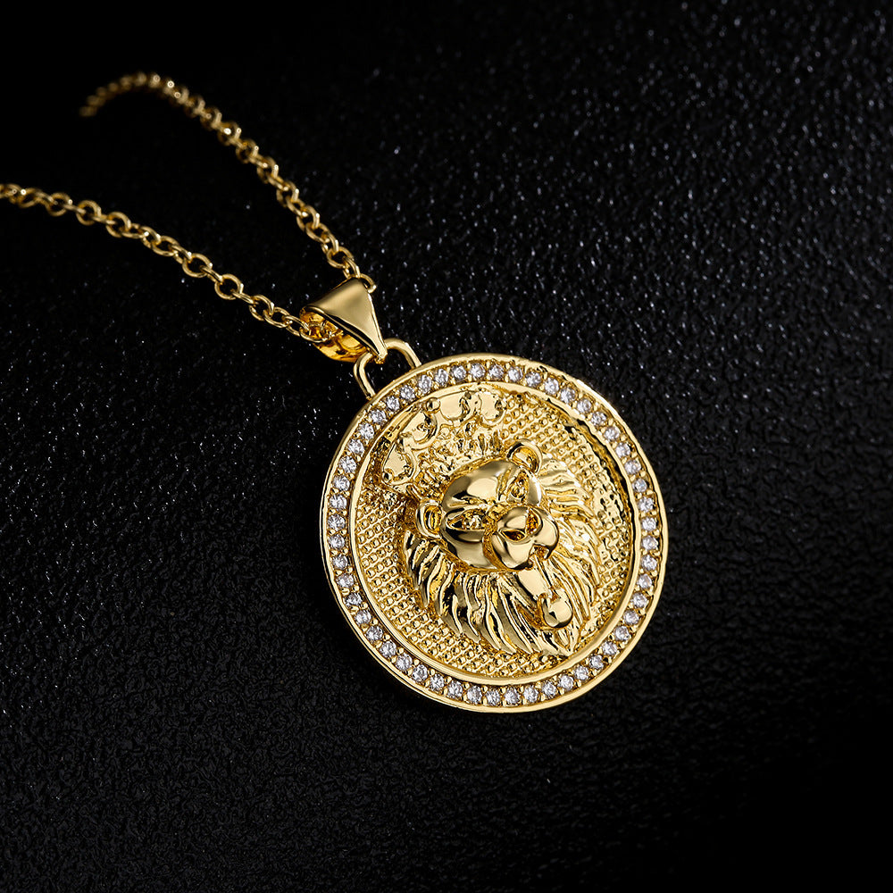 Hip Hop Tiger Leopard Löwe Anhänger Kupfer 18K Gold Zirkon Tier Halskette