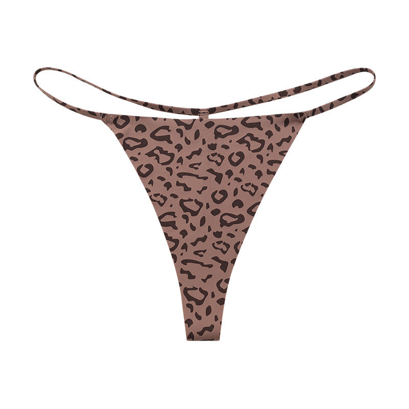 Leopard Print Thong Women's Thin Belt, Low Waist, Hot And Seductive Stretch T Briefs