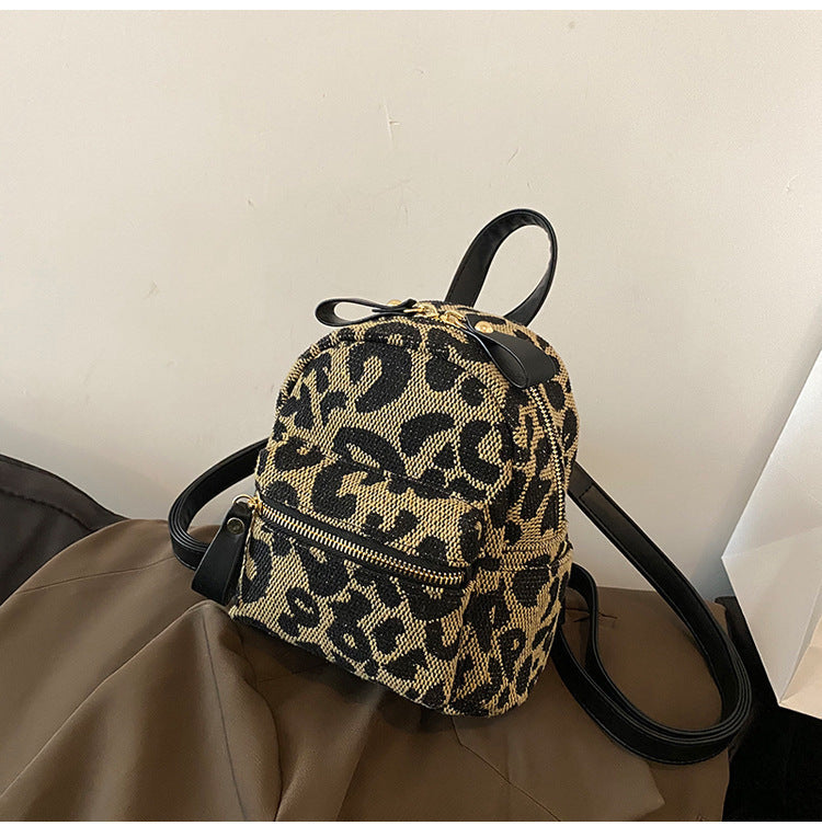 Canvas Leopard Print Neue All-match Rucksack Japanisch
