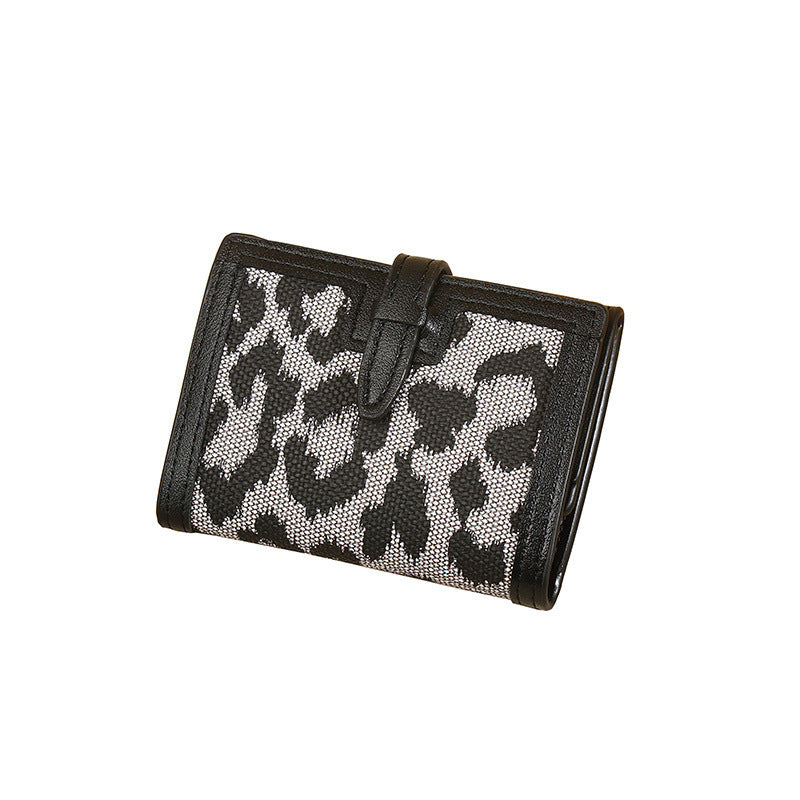 Frauen Brieftasche kurz neue Leopard Print Pull-Gürtel Multi-funktionale große Kapazität Tri-Fold Retro mehrere Kartenschlitze Kupplung Karteninhaber