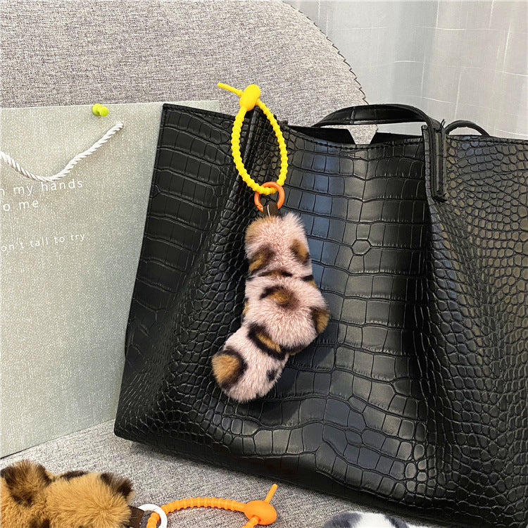 Fuchsschwanz Plüschtasche Niedlicher Leopard Plüsch-Anhänger
