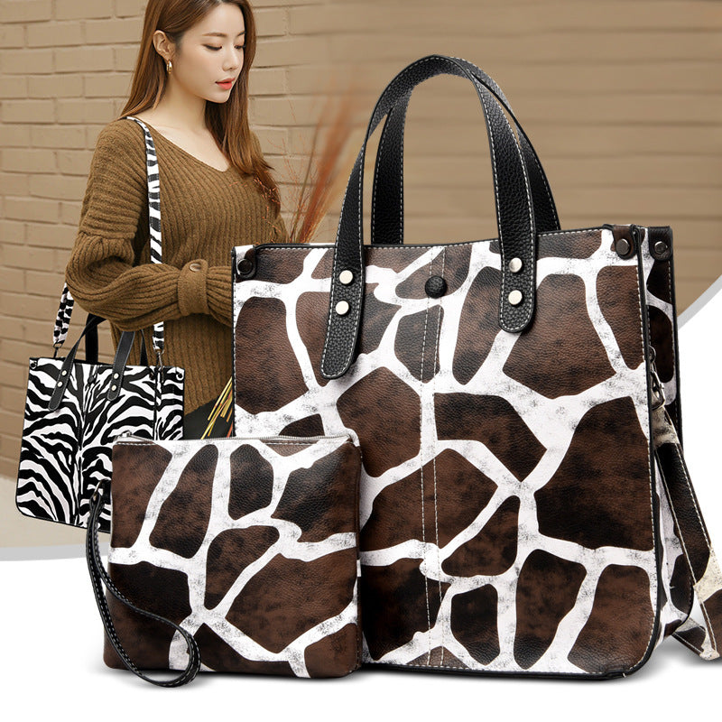 Neu Geometrische Leopardenmuster Mutter Tasche zweiteilige Set