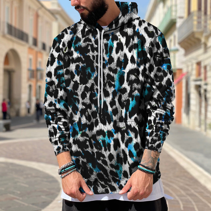 Herren Street Fashion Pullover mit Leopardenmuster