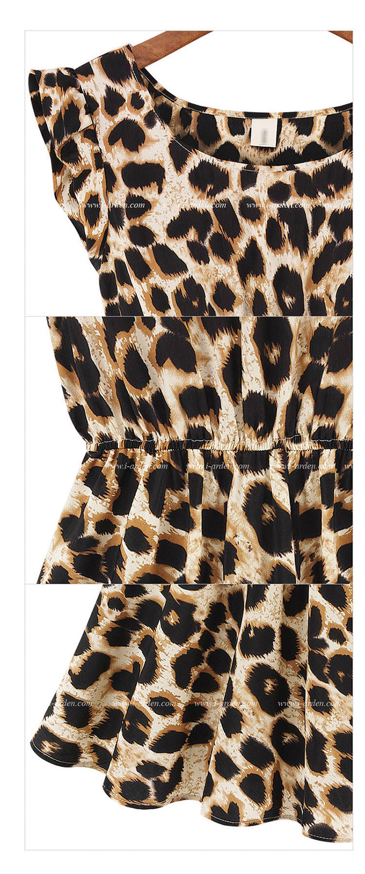 Ärmelloses Damen-Rundhals-Kleid mit Leopardenmuster