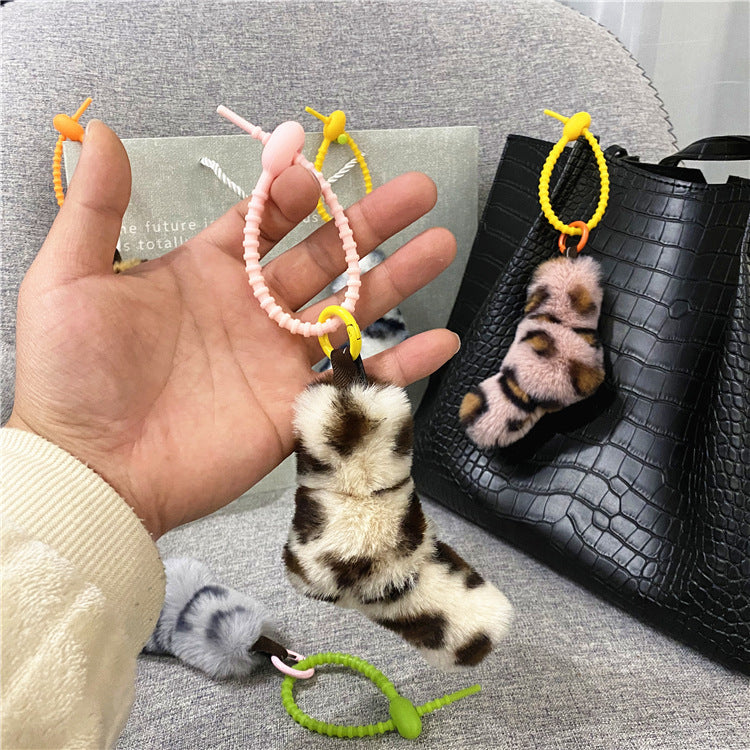 Fuchsschwanz Plüschtasche Niedlicher Leopard Plüsch-Anhänger