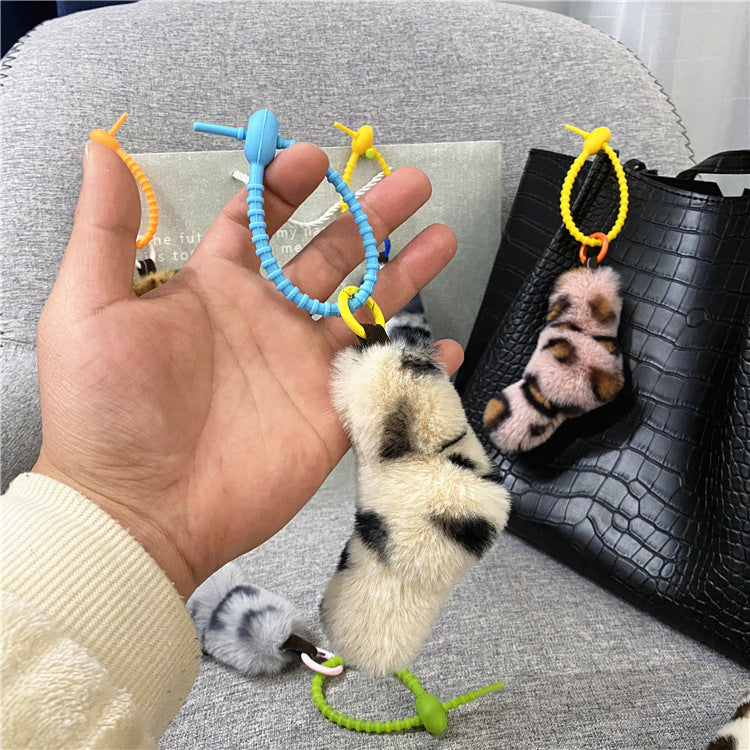 Fuchsschwanz Plüschtasche Niedlicher Leopard Plüsch-Anhänger