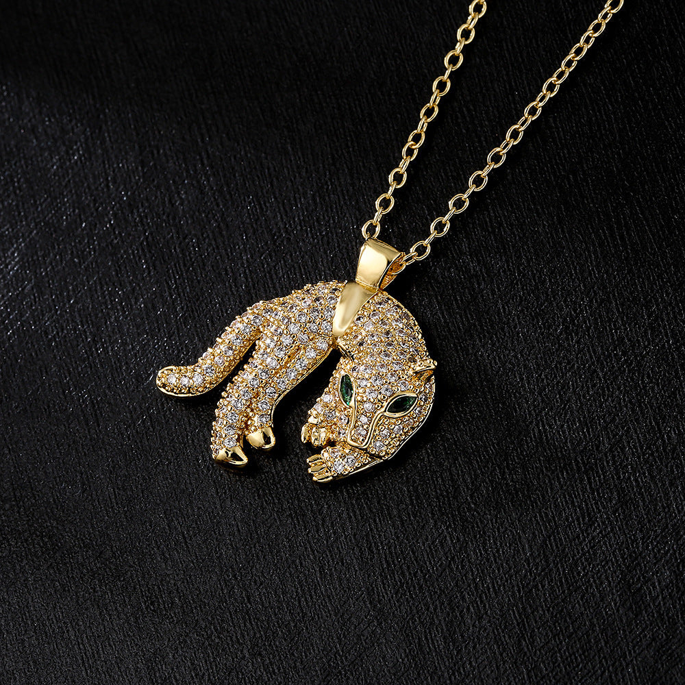 Hip Hop Tiger Leopard Löwe Anhänger Kupfer 18K Gold Zirkon Tier Halskette