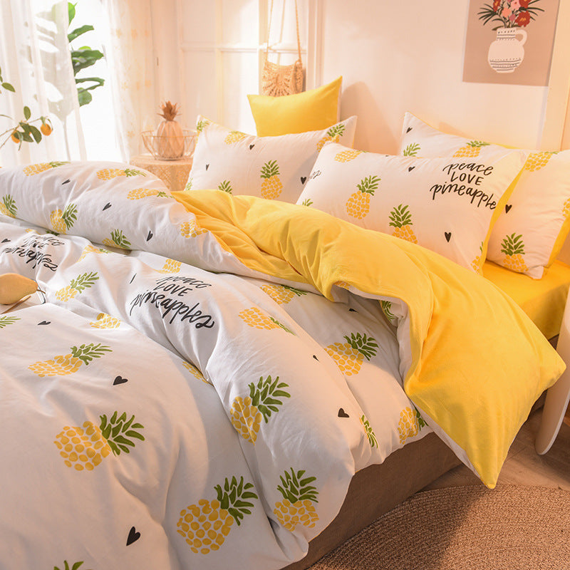 Fashion Student Sheet Set Decke Abdeckung Bettwäsche 4-teiliges Set