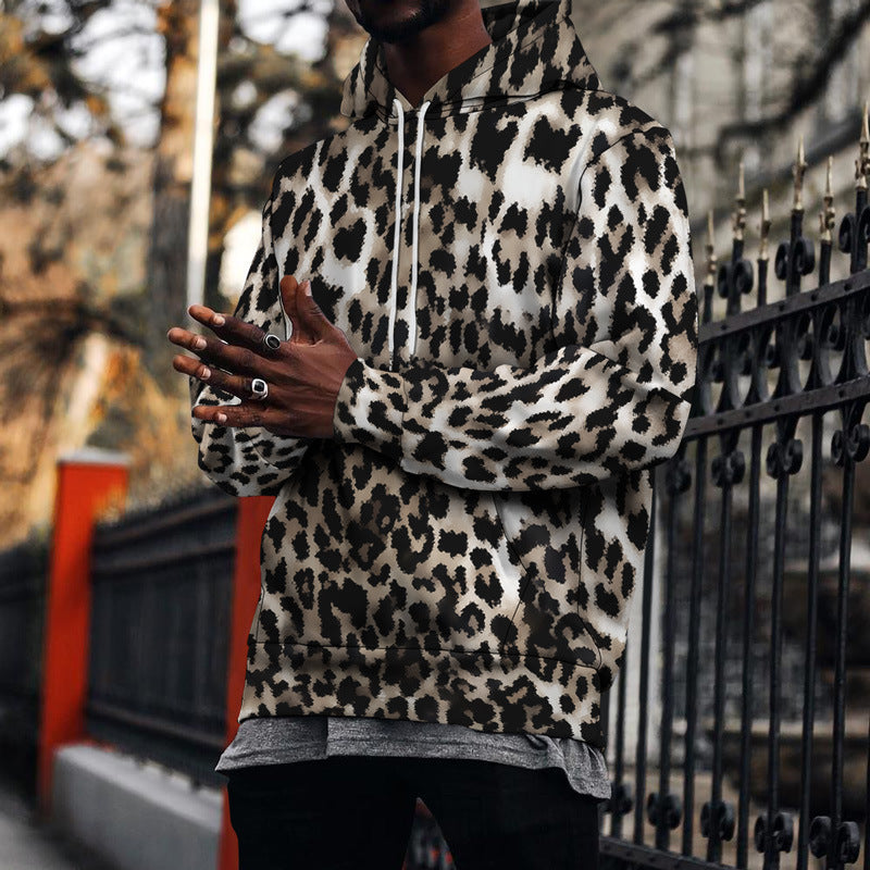 Herren Street Fashion Pullover mit Leopardenmuster
