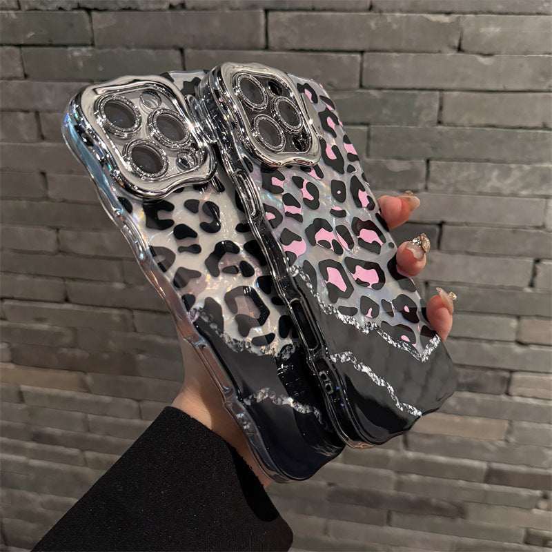 Ins Wave Leopard Print Telefon Fall Objektiv Halterung