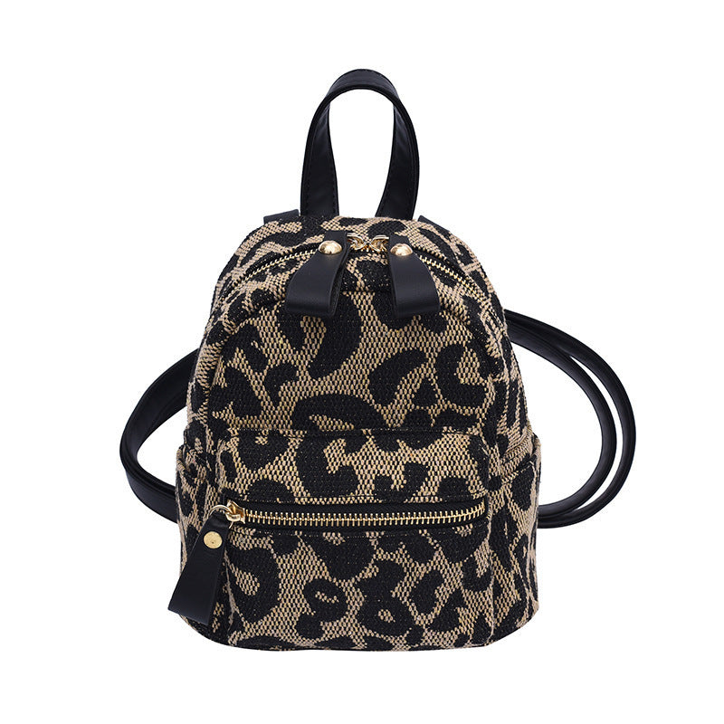 Canvas Leopard Print Neue All-match Rucksack Japanisch