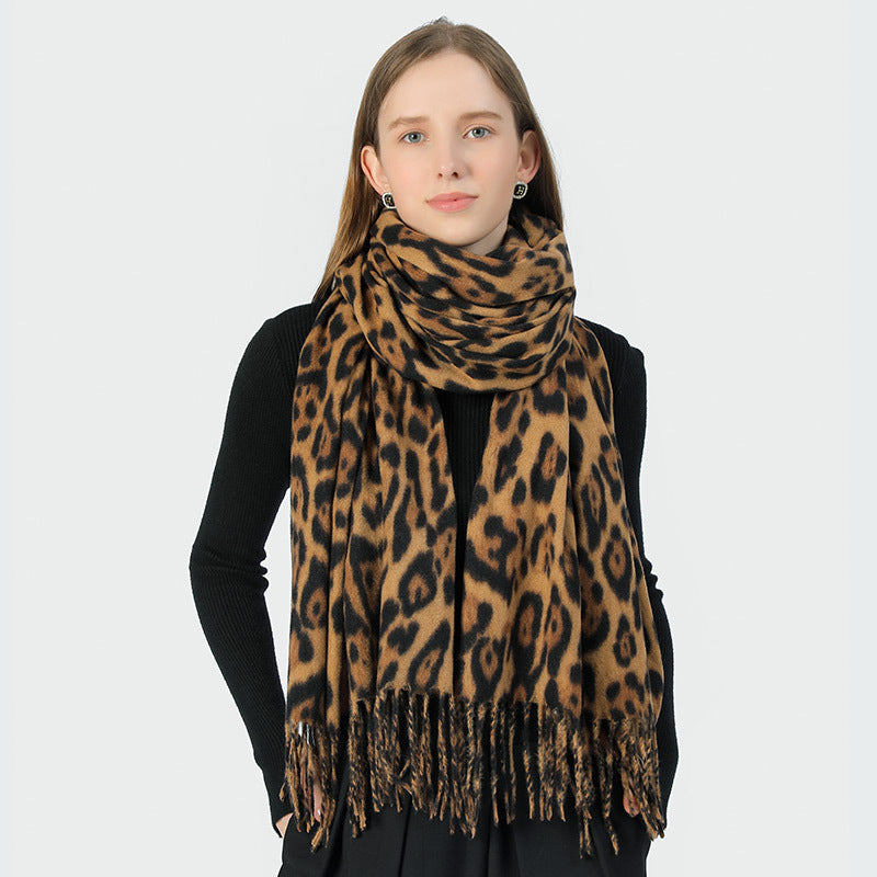 Leopard Print Schal Frauen All-matching Komfortable Kaschmir-wie Schal
