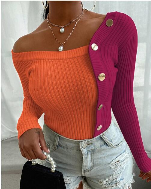 Leopard print off shoulder long sleeve