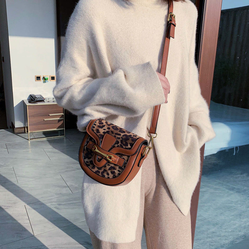 Plaid Mode Leopard drucken weichen Griff Umhängetasche