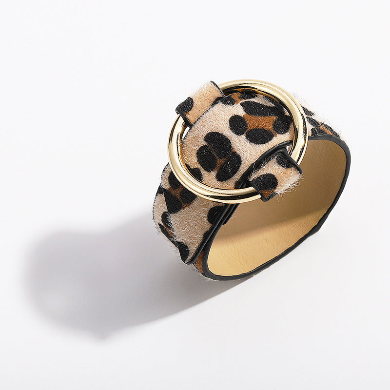 Lederarmband Schlangenhaut Leopardendruck Plüscharmband