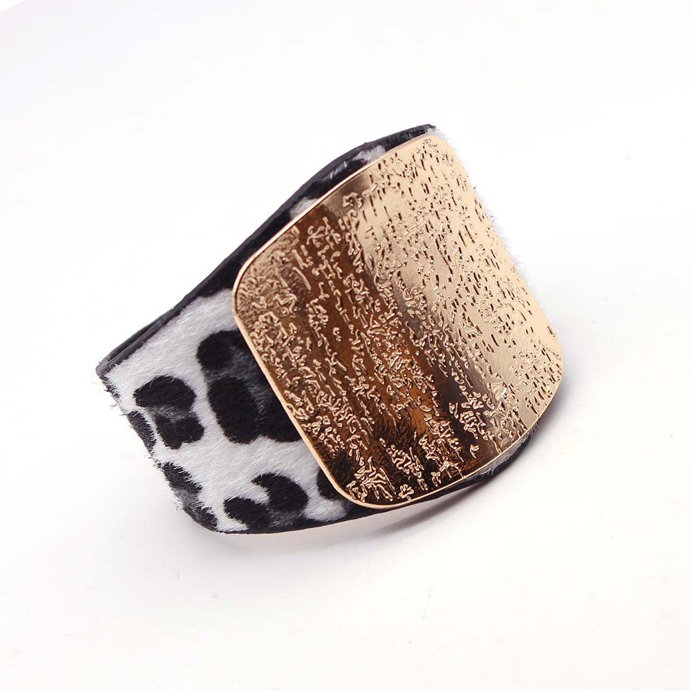 Persönlichkeit Geometrie Breite Pferdehaar Leopard Print Armspange Armband