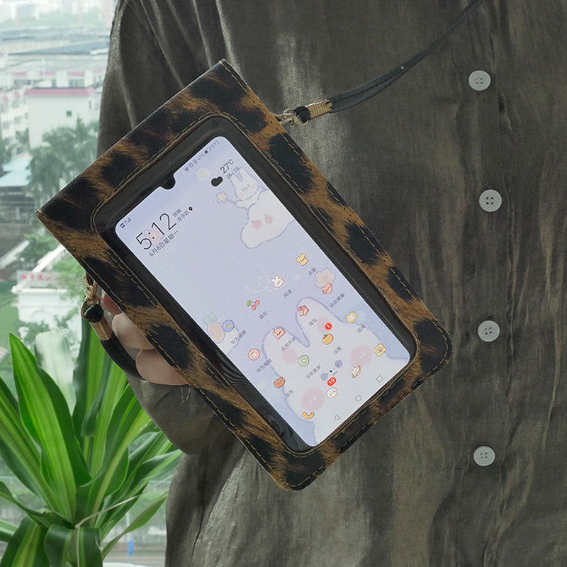 Retro-Telefontasche mit Leopardenmuster