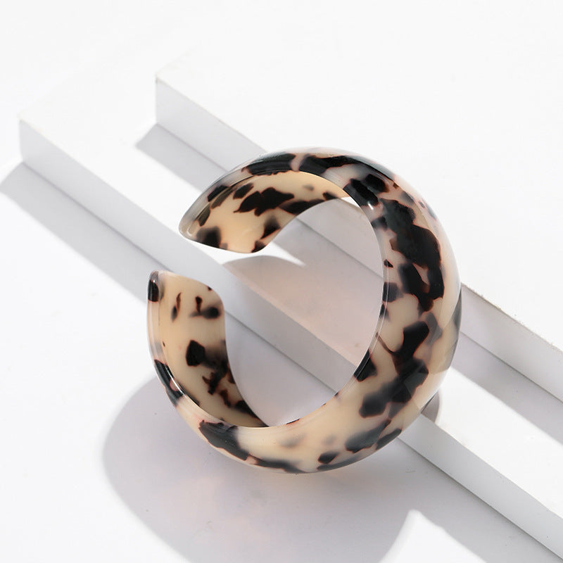 Leopard print Acetat Platte Armreif Armband Frauen