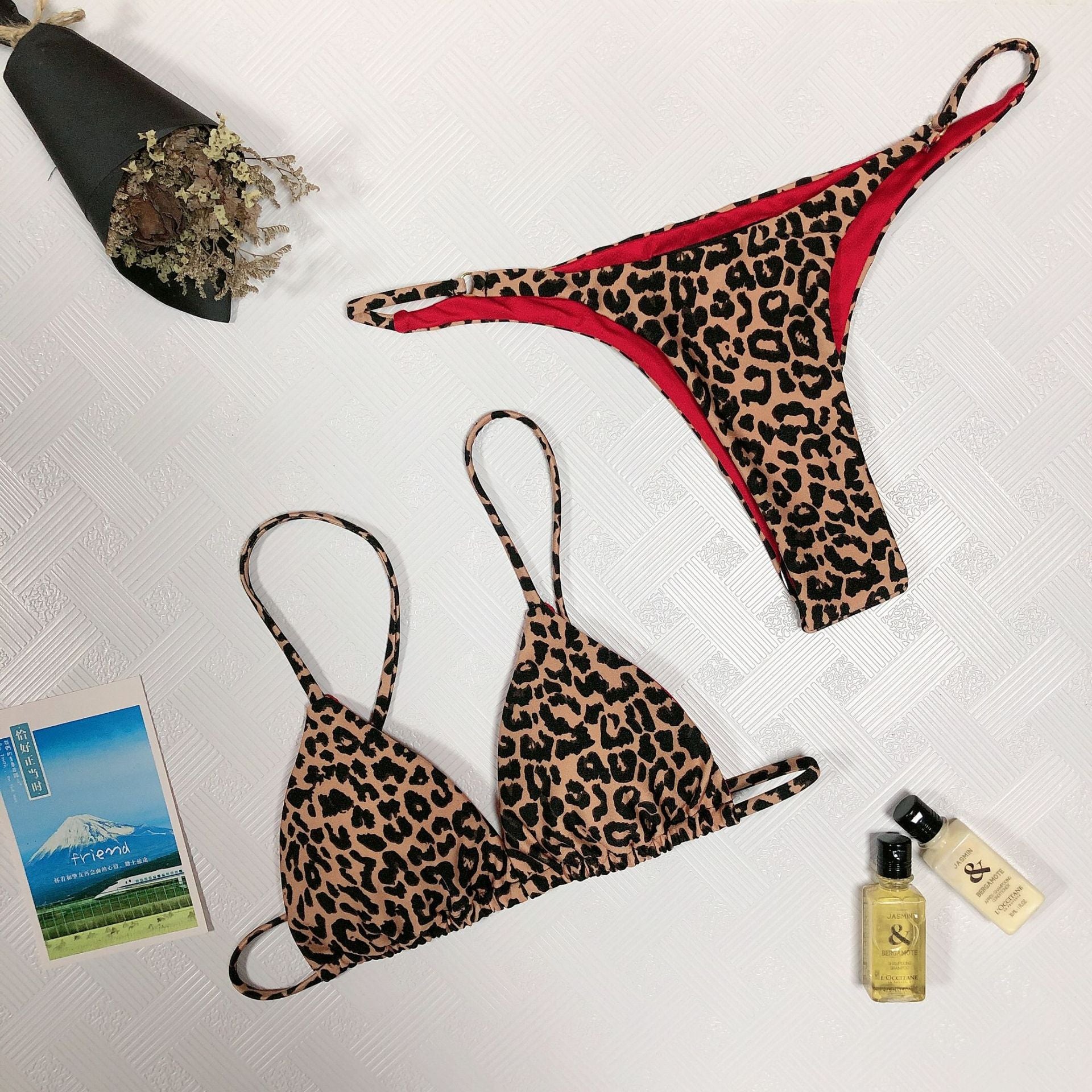 Leopard Print Bademode Badeanzug Damen Bikini Anzug