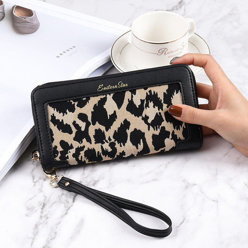 Brieftasche Weiblich Lange Leopard Print Mode Purse Klassisch Große Kapazität Reißverschluss Multifunktional Multi-Card-Slot Clutch Weiblich