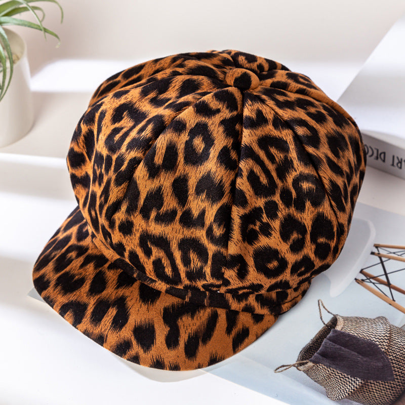 Damenmode personalisierte Leopard Print achteckigen Hut
