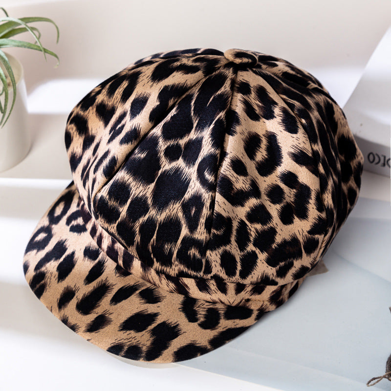 Damenmode personalisierte Leopard Print achteckigen Hut