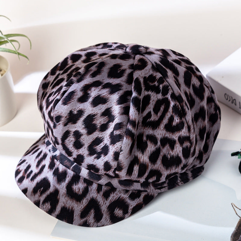Damenmode personalisierte Leopard Print achteckigen Hut