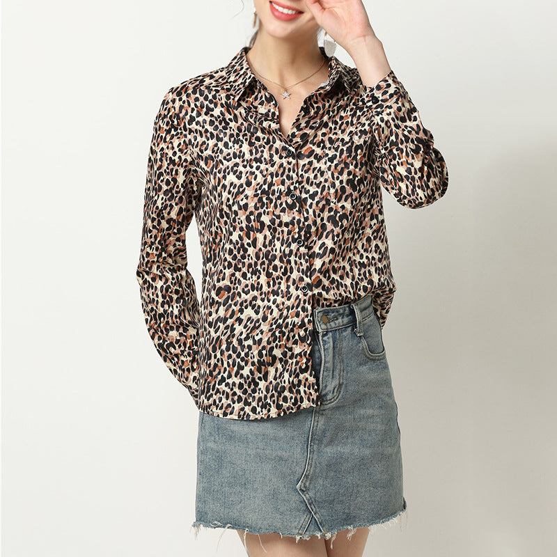 Leopard print chiffon shirt
