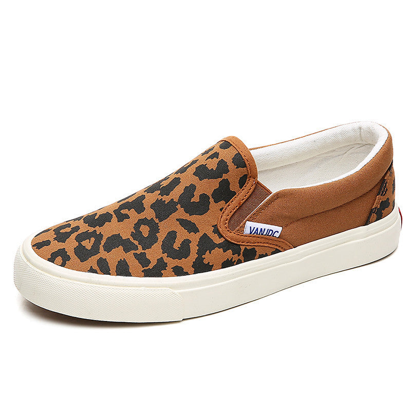 Sommer Vielseitig Slip-on Leopard Print Canvas Schuhe für Frauen