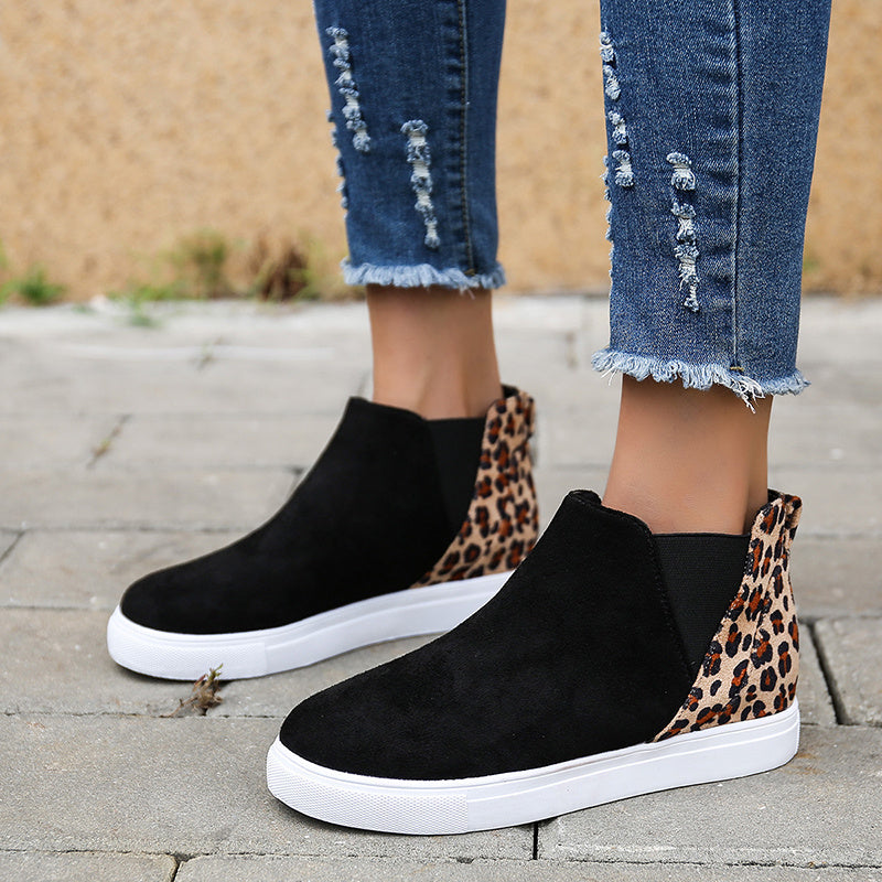 Leopardenmuster-Flatrates Frauen V Ausschnitt Elastische Band Schuhe