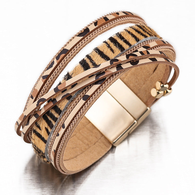 Legierung Magnet Pferdehaar-Armband Leopard Print Lady-Armband