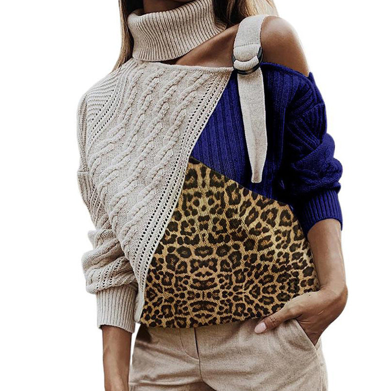 Leopard patchwork sweater