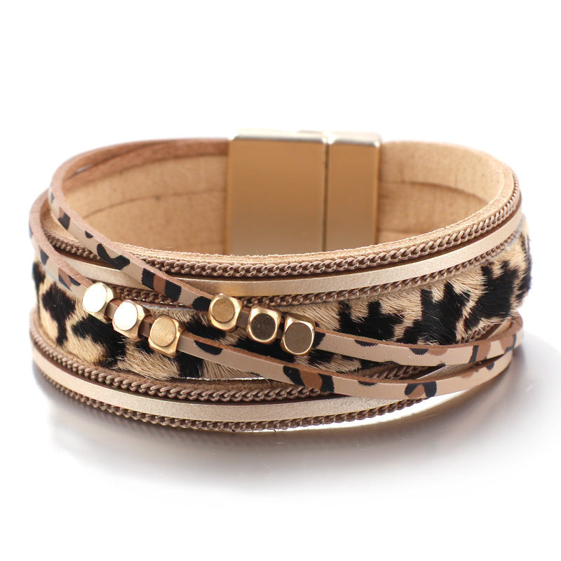 Legierung Magnet Pferdehaar-Armband Leopard Print Lady-Armband