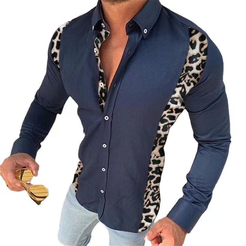 Lässiges Slim Fashion Langarmhemd mit Leopardenmuster