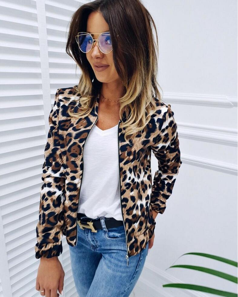 Explosion small suit fashion leopard stand collar cardigan jacket