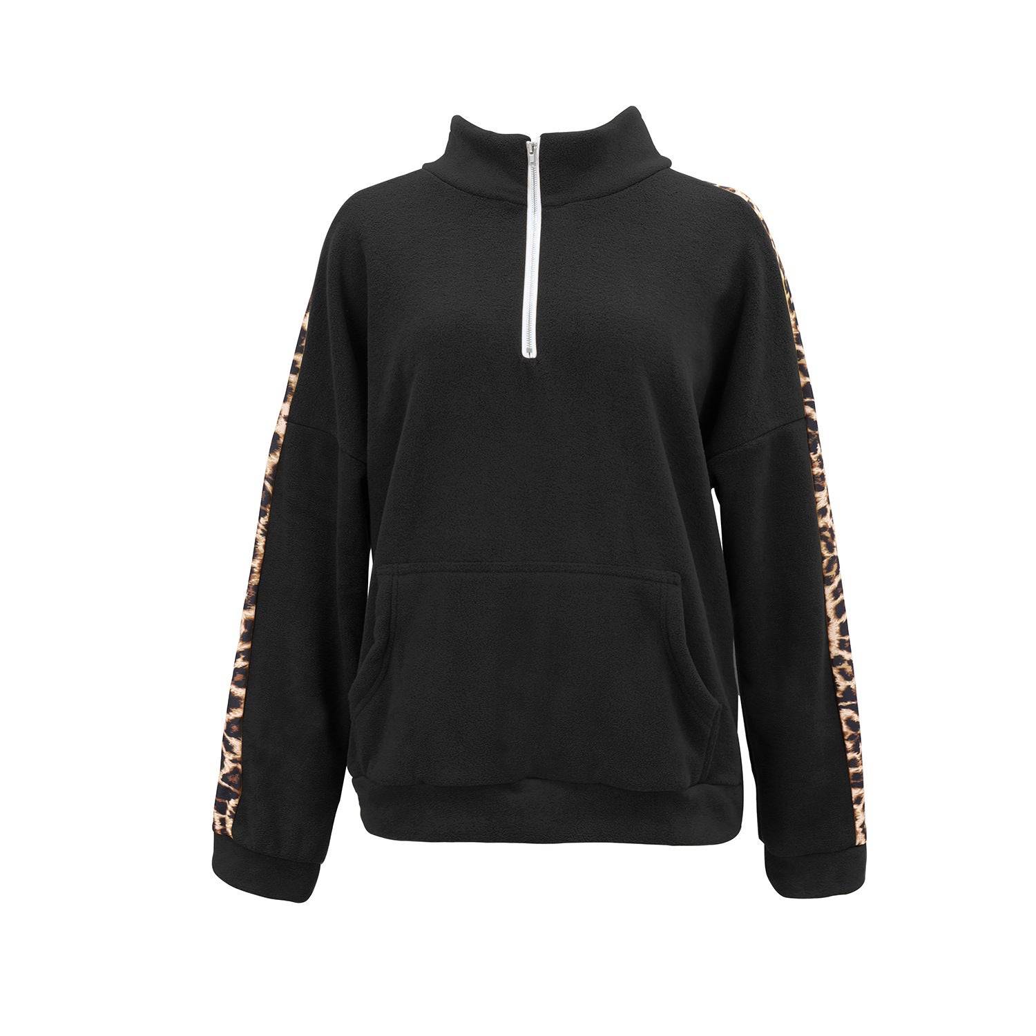 Hoodie leopard print patchwork top