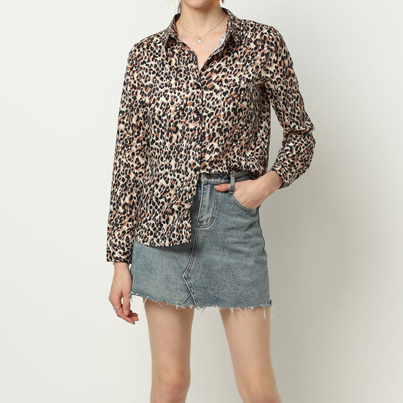 Leopard print chiffon shirt
