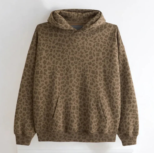 Leopardenmuster Kapuzenpullover Vintage Sweatshirt