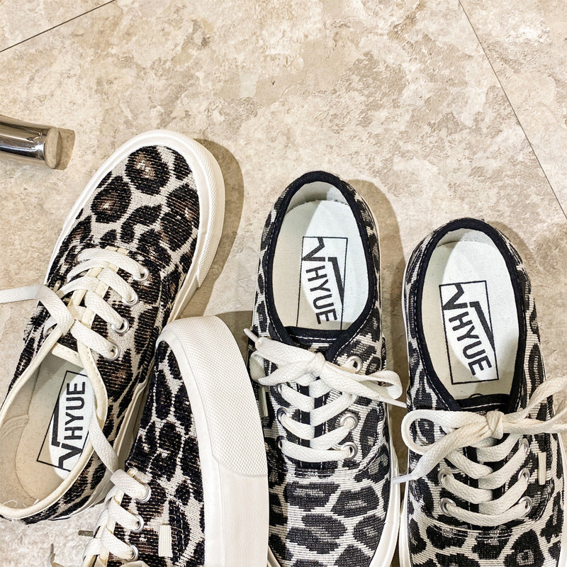 Frauen Frühling Herbst Leopard Print Casual Fashion Soft Round Toe Solid Elastic Straps Flat Shoes
