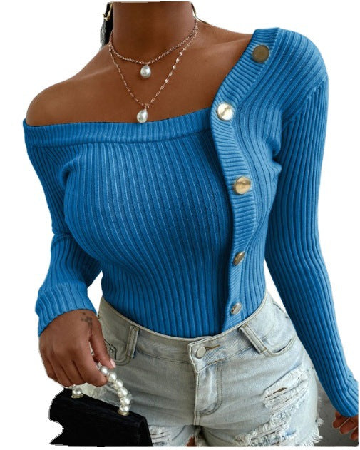 Leopard print off shoulder long sleeve