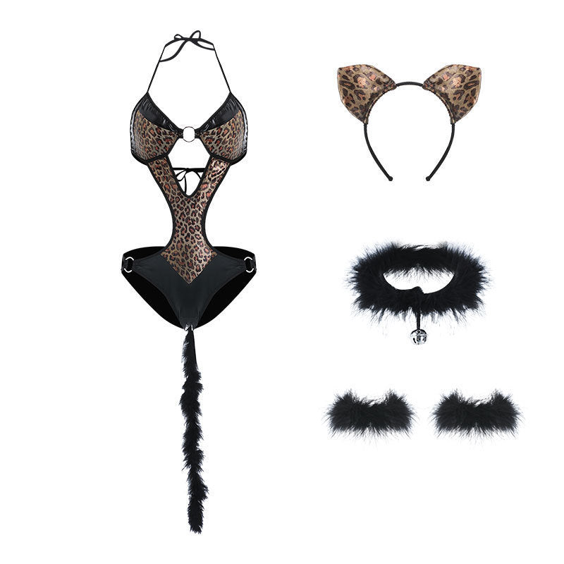 Sexy Leopard Katze Cosplay Einteiliger Anzug