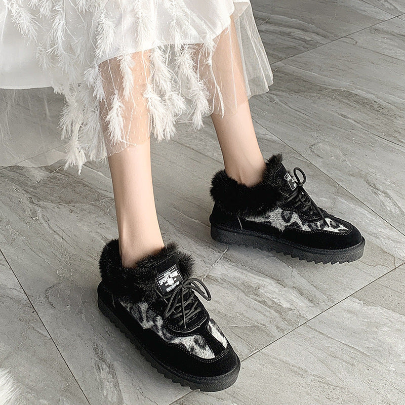 Leopard print platform boots shoes