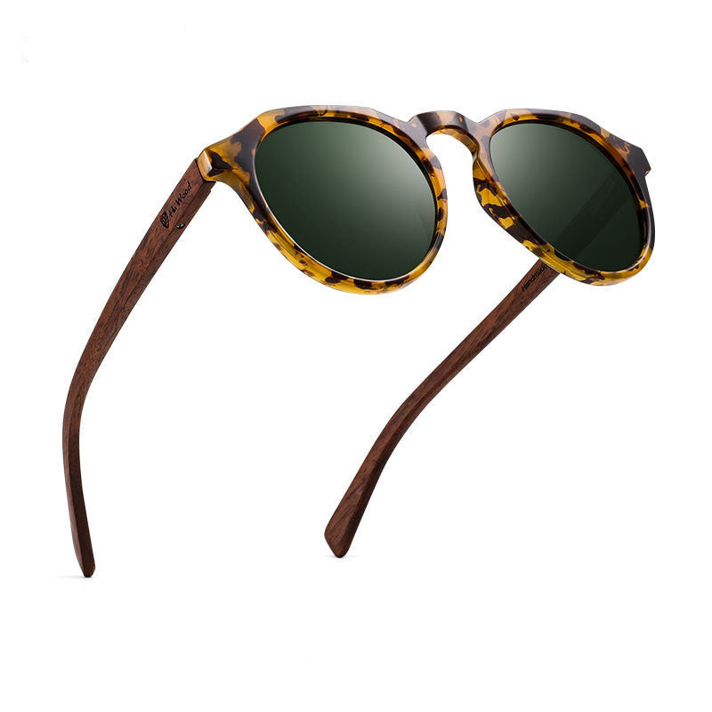 Polarisierte Sonnenbrille Runde Brille Bambus Sonnenbrille