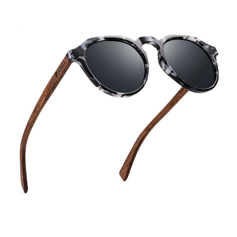 Polarisierte Sonnenbrille Runde Brille Bambus Sonnenbrille