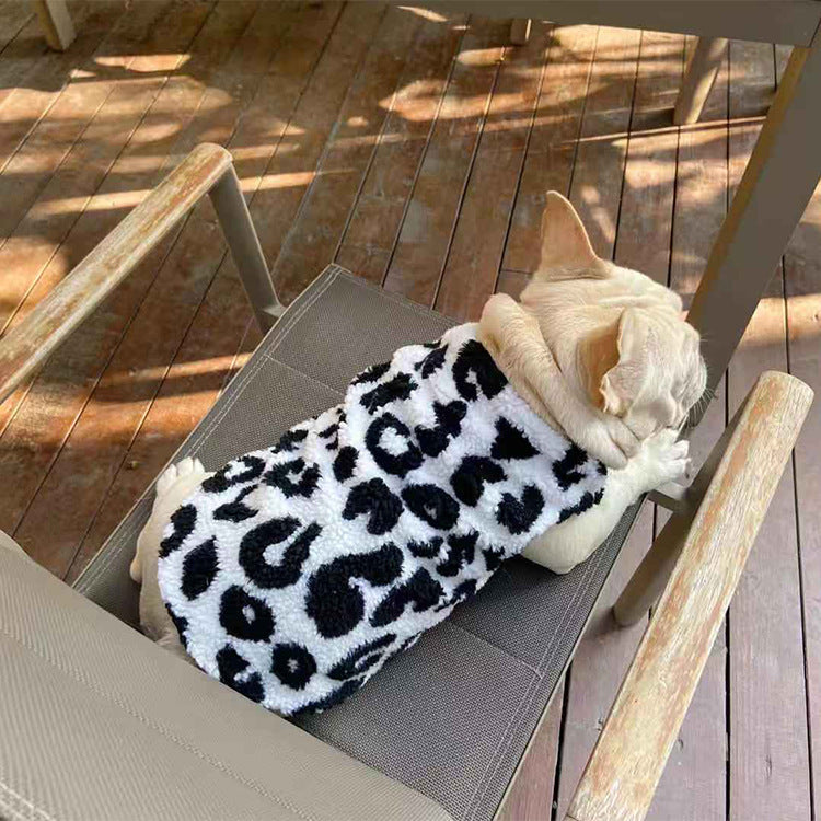 Cashmere thickened cow leopard pet's vest