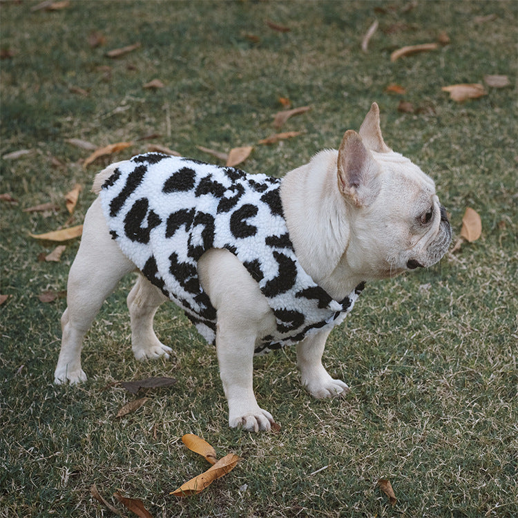 Cashmere thickened cow leopard pet's vest